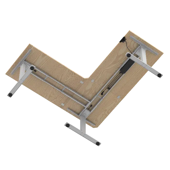E-Fit 126 elektrisch hoekbureau wit/licht eiken 180×160×70