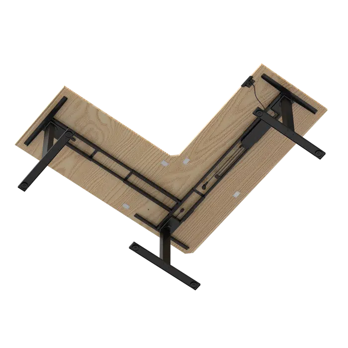E-Fit 126 elektrisch hoekbureau zwart/licht eiken 180×180×70