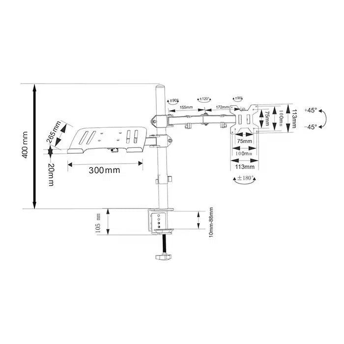 Monitor arm voor scherm + laptop