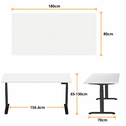 E-dual elektrisch zit-sta bureau Wit/Zwart  180x80
