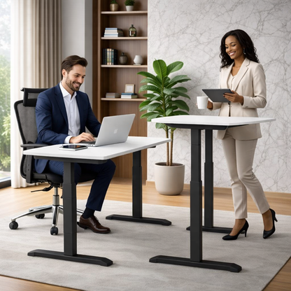 E-dual elektrisch zit-sta bureau Wit/Zwart  180x80