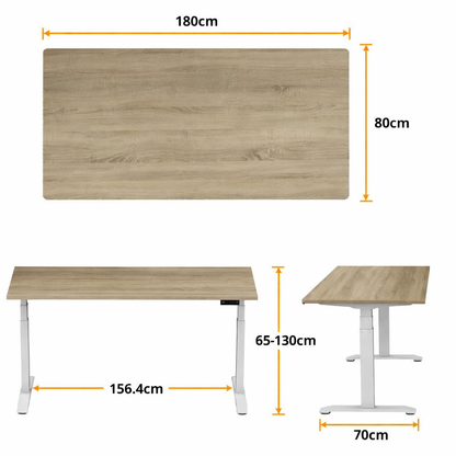 E-dual elektrisch zit-sta bureau Diepgrijs Eiken/Wit  180x80