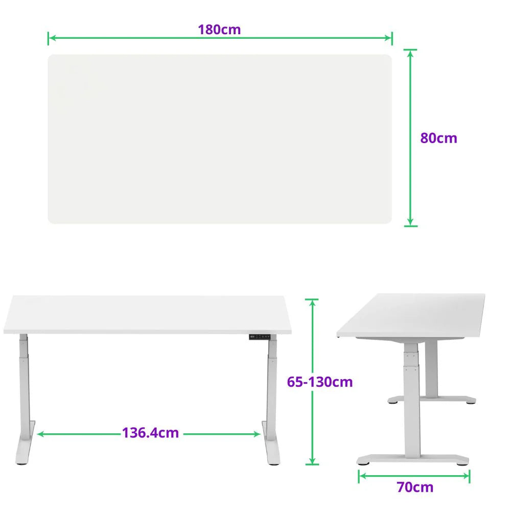 E-dual elektrisch zit-sta bureau Wit/Wit  180x80