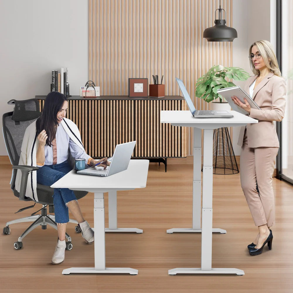 E-dual elektrisch zit-sta bureau Wit/Wit  180x80