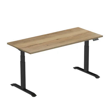 E-dual elektrisch zit-sta bureau Natuur Eiken/Zwart  180x80