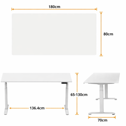 E-dual elektrisch zit-sta bureau Wit/Wit  180x80