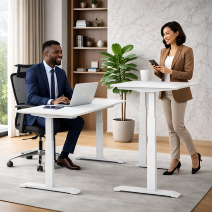 E-dual elektrisch zit-sta bureau Wit/Wit  180x80